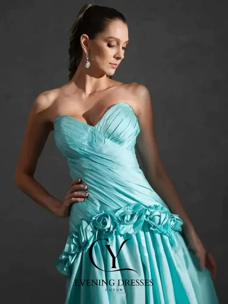 فساتين حفلات فاخرة للسيدات من CUYUN فساتين سهرة مصنوعة يدويًا على شكل قلب مخصصة للحفلات على شكل حرف A مناسبة رسمية