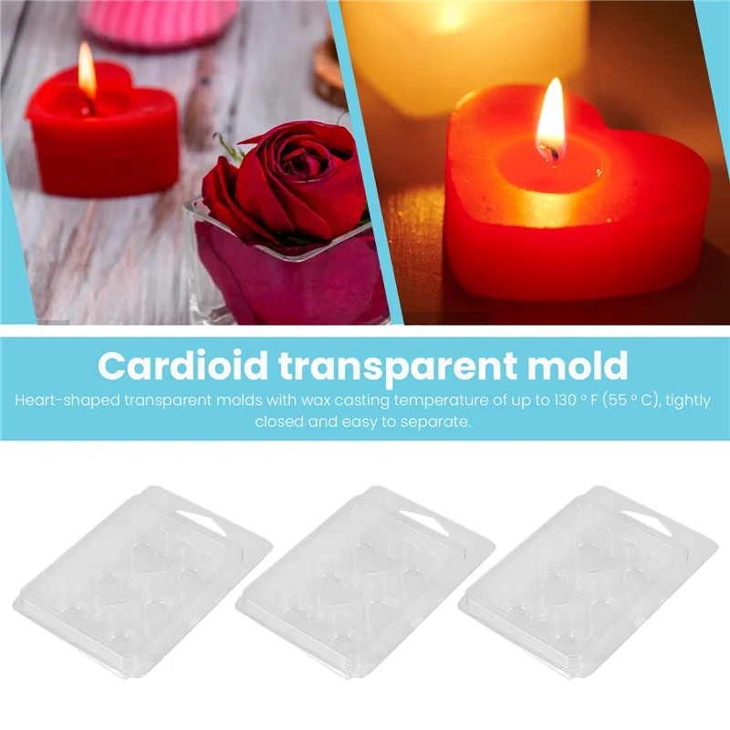 AB46-60 Pack Contenitori per fusione della cera-6 Stampi per fusione della cera in plastica vuota trasparente con cavità - Conchiglie per crostate di cera fusa.