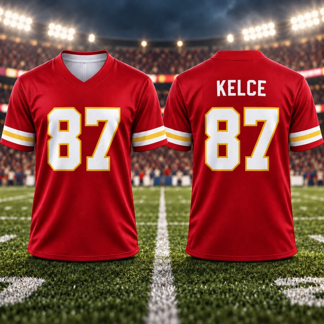 Mens Kelce 87 American Football Jersey American Football Fan Game Day Shirt Men's T-Shirt Kid's Clothing Tee Cycling Jersey ﻿