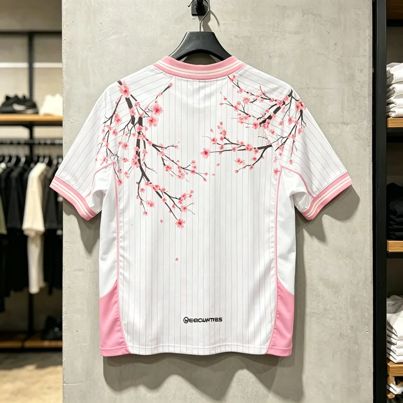 Stripe Vescartes Sakura Jersey T Shirt Embroidery Digit 24 Label Tee Men Women High Quality Loose Quick Dry Polo Shirt Clothes