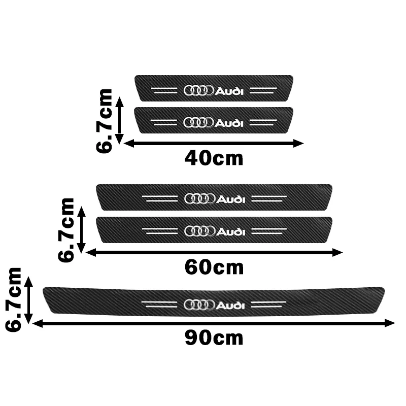 1/4/5Pcs Car Door Sill Scuff Plate Decor Carbon Fiber Stickers For Audi A1 A2 A3 A4 A5 A6 A7 A8 Q1 Q2 Q3 Q4 Q5 Q6 Q7 Q8 TT S5 B8 view 2