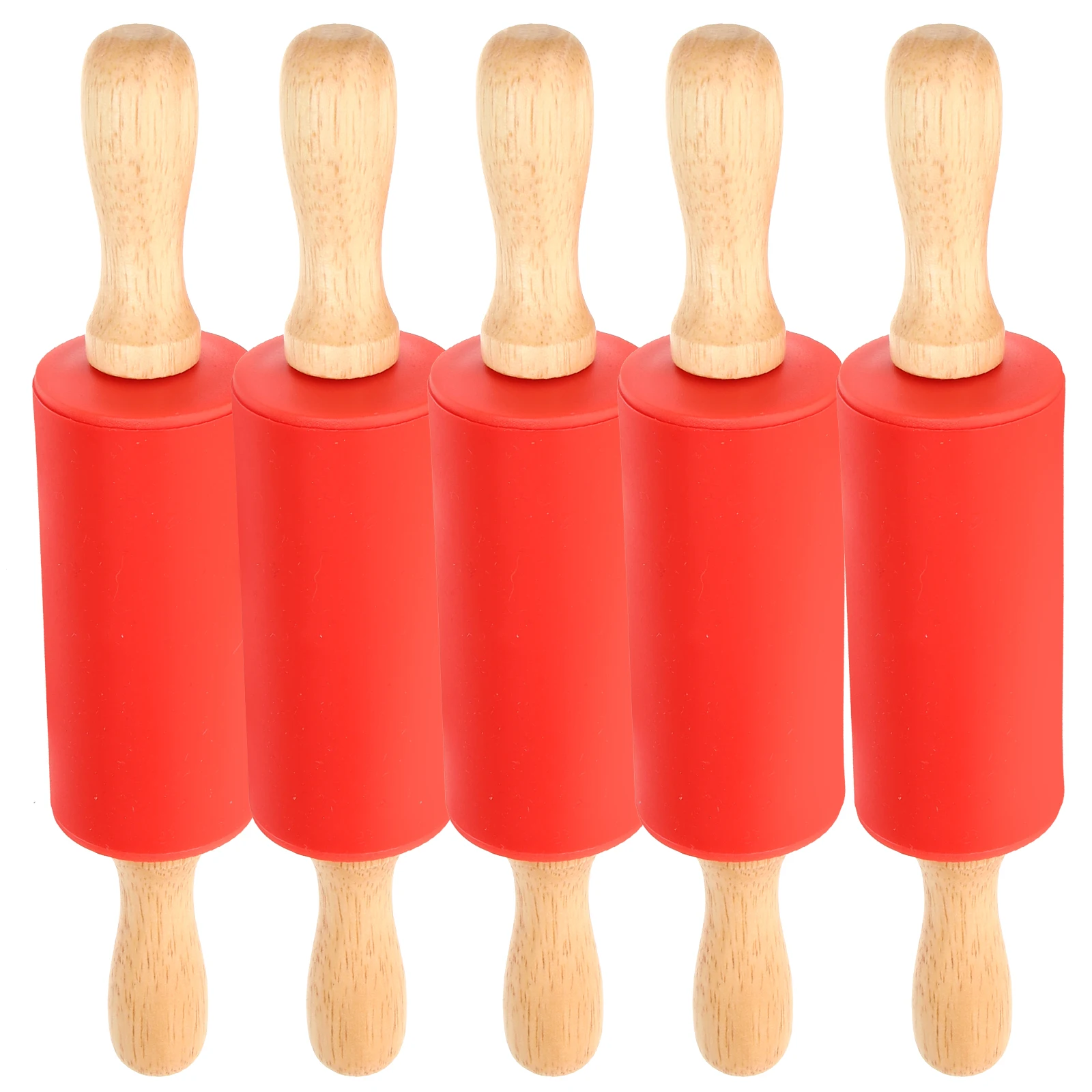 

5pcs Rolling Pin Kids Play House Toy Mini Small for Baking Kids Tool Dough Pastry Toy Silicone Sticks Kitchen Utensil