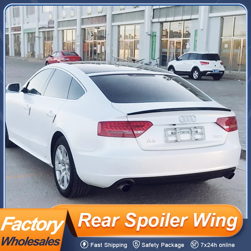 

For Audi A5 S5 RS5 B8 Sedan 4 Door 2009-2016 Rear Trunk Lid Ducktail Lip Car Spoiler Wing ABS Material Black Carbon Accessories