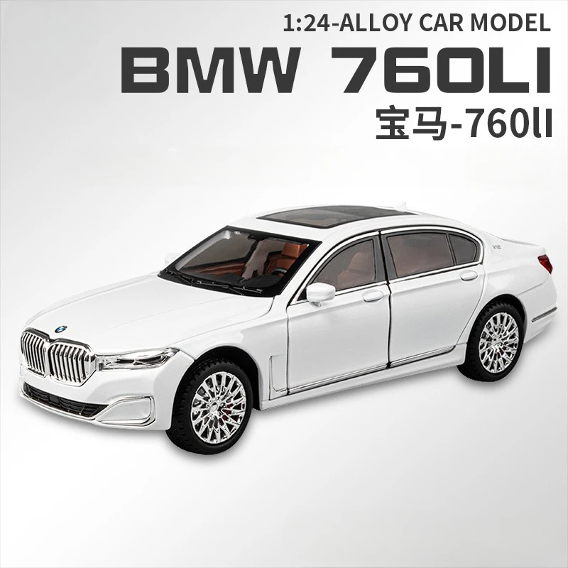 New 1:24 BMW 760LI High Simulation Diecast Metal Alloy Model car Sound and Light Pull Back Collection Kids Toy Gifts