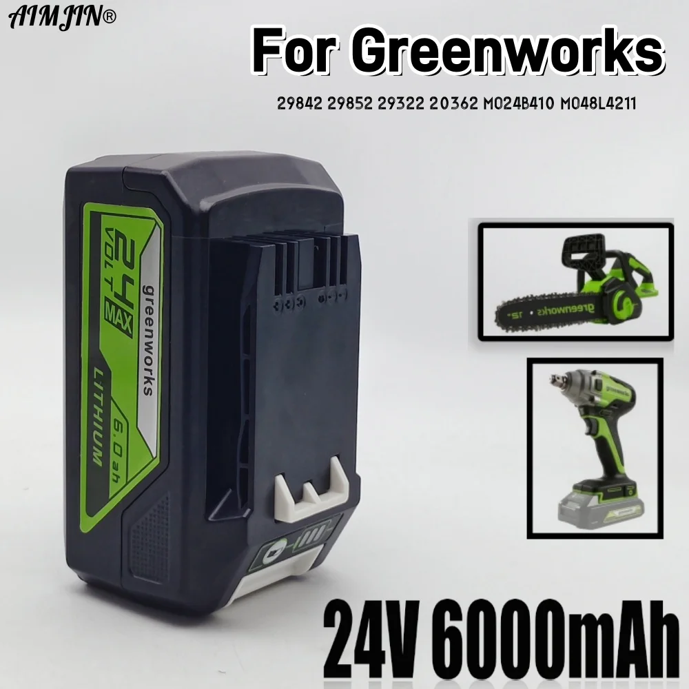 

For Greenworks 24V 6.0Ah Lithium Battery Greenworks Battery for Greenworks 24V 48V Tools MO24B410 MO48L4211 HT24B210 21342