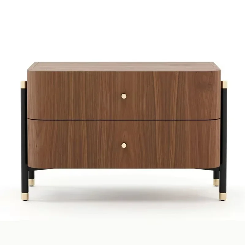 

Modern minimalist five-drawer luxury locker walnut bedroom home bedside table