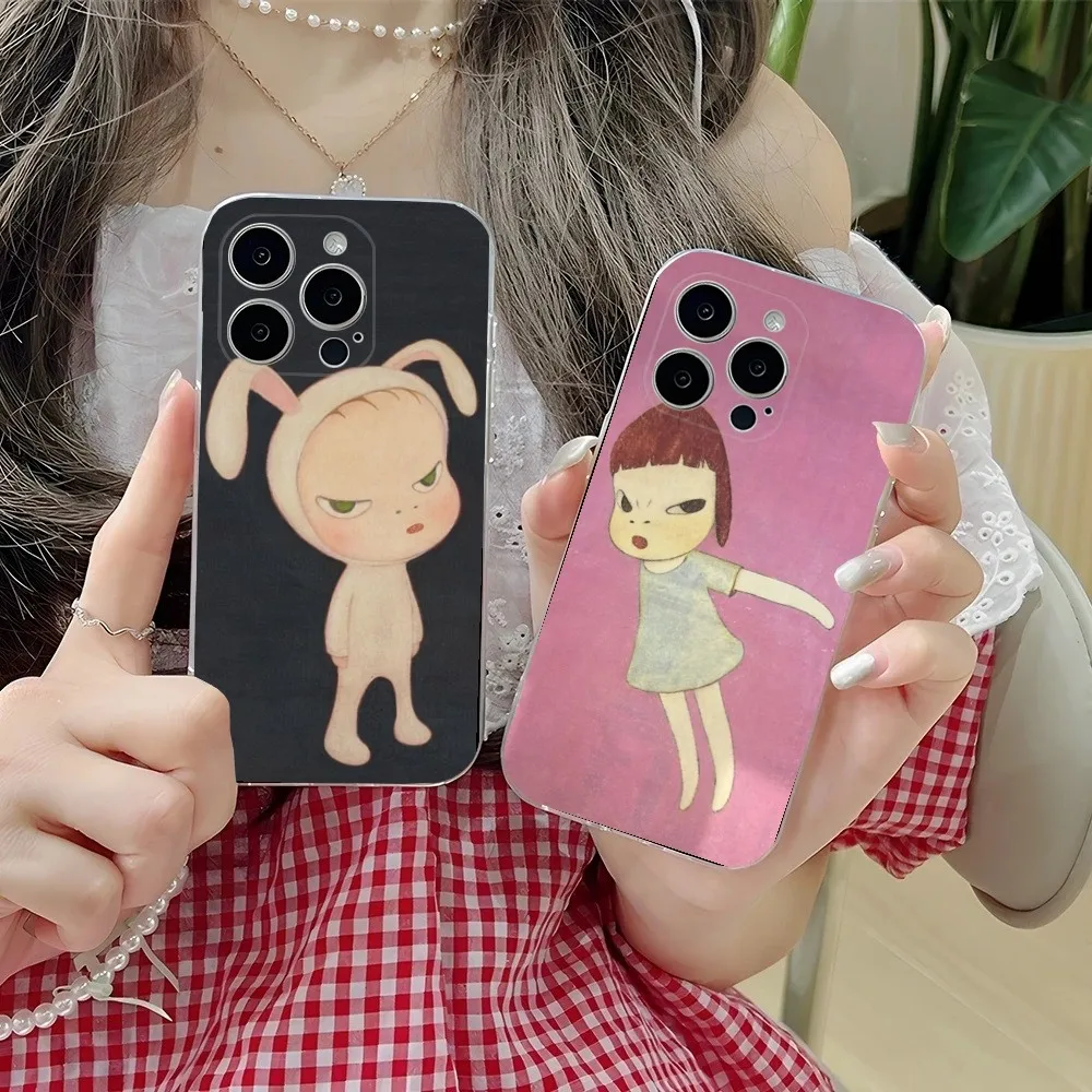 Y-Yoshitomo Nara Phone Case For iPhone 16,15,14,13,12,11 Plus,Pro,Max,XR,XS,X,7,8 Plus,SE,Mini Transparent Shell