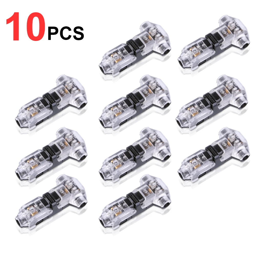 

10 шт. Т-образный 1-контактный разъем для проводов низкого напряжения, быстрый разъем для сращивания проводов без пайки, разъемы для проводов с Т-образным краном, без зачистки