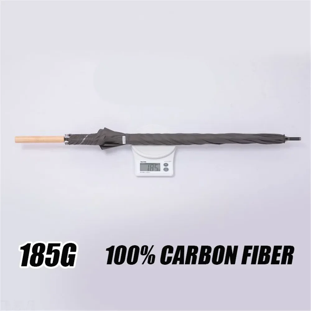 Ultralight 180g Carbon Fiber Long Handle Umbrella with Wood Handle UV Parasol Umbrella for Man Woman Gift