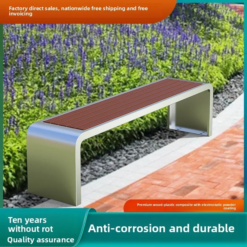 Anti-Corrosion Plastic Wood & Wrought Iron Outdoor Park Bench for Community Rest