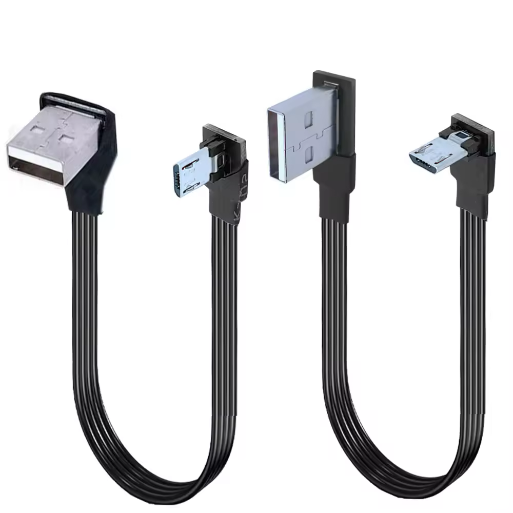 Nero Bianco Su Giù Sinistra Destra Angolato 90 Gradi USB Micro USB Maschio a USB Maschio Cavo Dati 10CM 20cm 50cm 100CM per Tablet 5ft