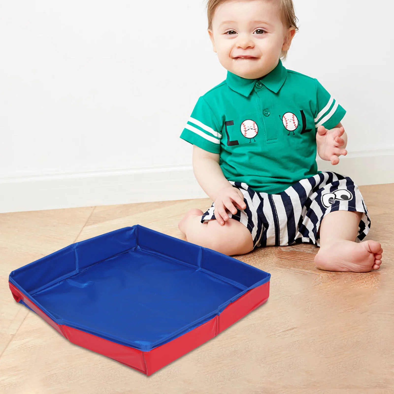 19.65인치X3.34인치 접이식 어린이 놀이 트레이 휴대용 컨테이너 유아 실내외 사용 접이식 모래상자 어린이 모래상자