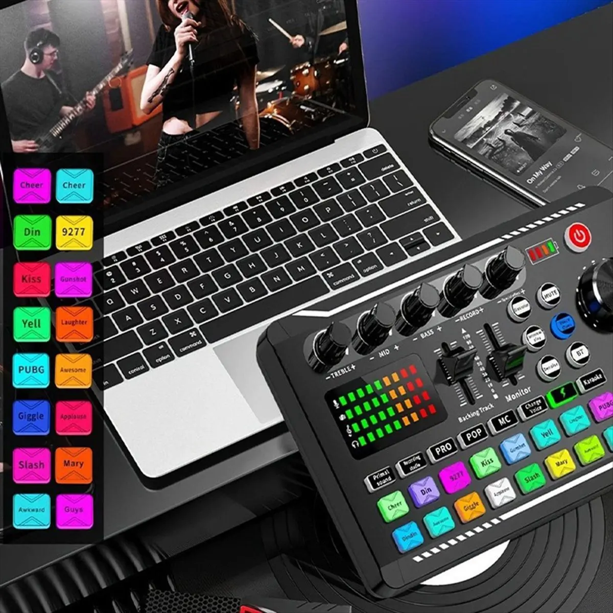 【50% OFF】F998 Sound Card and BM800 Microphone Kit Mic Sound Mixer Sound Card Audio Mixing Console Amplifier for Singing PC Phone