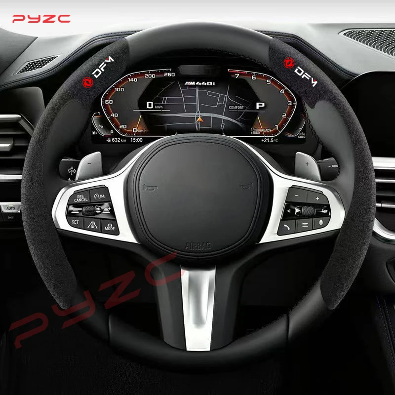 Car Steering Wheel Cover Black Suede Leather for Dongfeng DFM AX7 H30 S30 DFSK SX5 SX6 AX4 P11 Auto Anti-skid Accessories