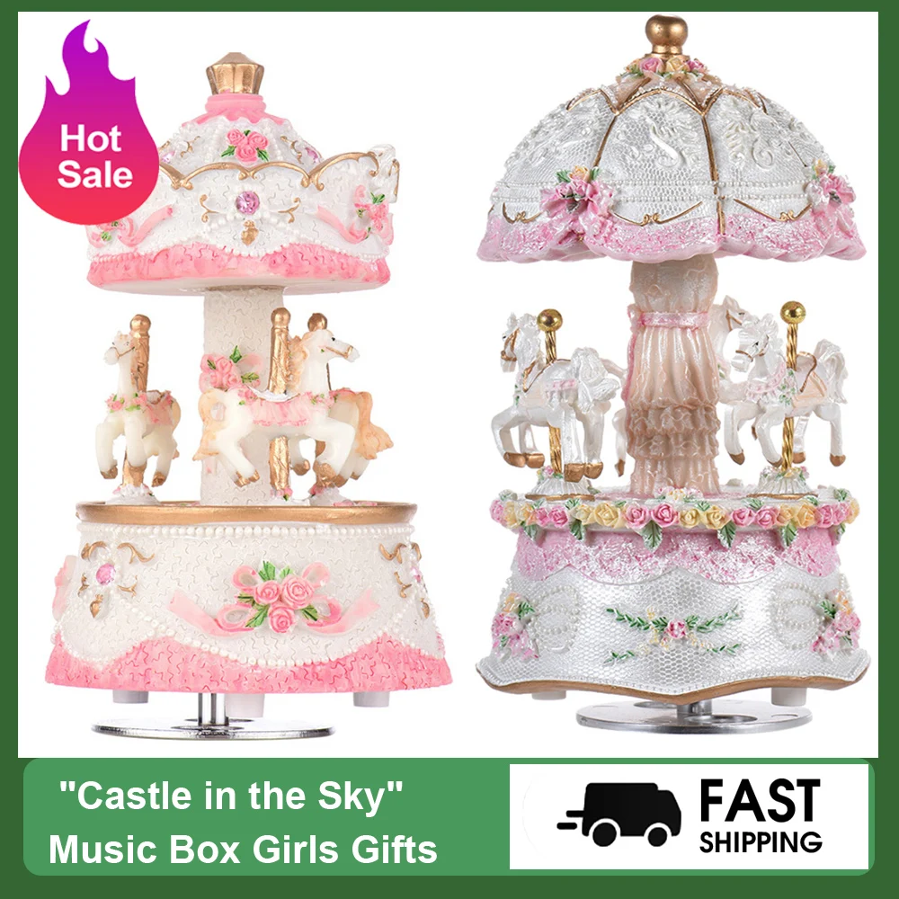 Caja de música de carrusel LED, juguete de caballo giratorio Merry-Go-Round, regalos para niños y bebés, carrusel, música, Artware, Navidad, decoración del hogar