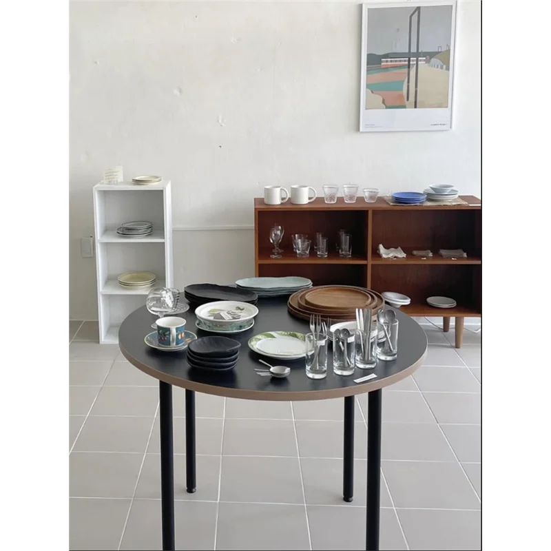 

Small apartment retro oval home Nordic minimalist modern desk computer table