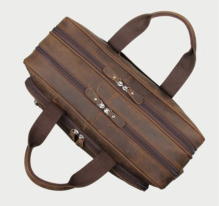 Top Quality Brand Pasta para Homens, Mala de Negócios Masculina, Bolsa Designer Vintage, Mala Laptop, Crazy Horse Leather