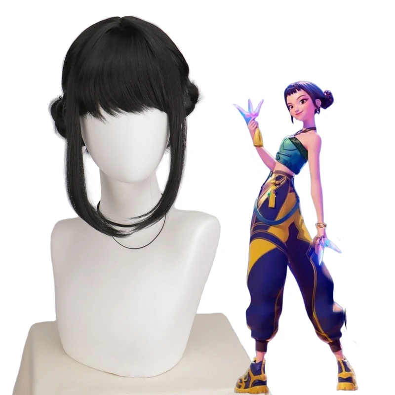

Anime Demon Hunters Huntrix Cosplay Zoey Cosplay Black Synthetic Hair Wigs Halloween Anime Costume Straight Heat Resistant Wig
