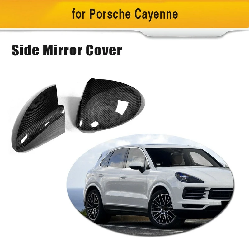 

For Porsche Cayenne 957 958 2018 2019 2020 Real Carbon Fiber Real Car Side Exterior Rearview Mirror Cover Caps Auto accessories