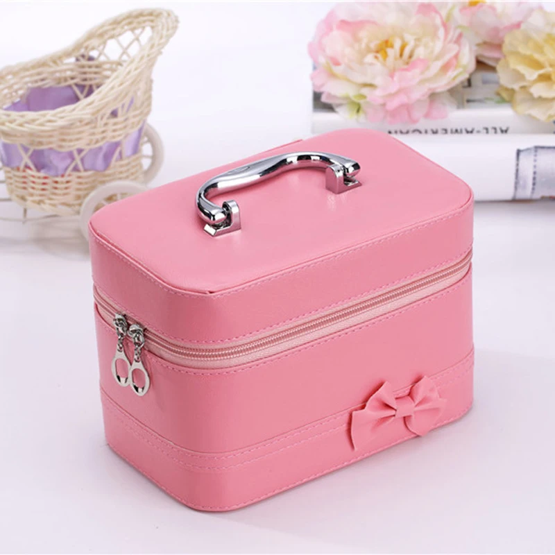 Cute Ribbon Accessory Case Cosmetic Box Makeup Box Large Capacity Storage Case, Makeup  Mirror Cosmetic Storage Bag