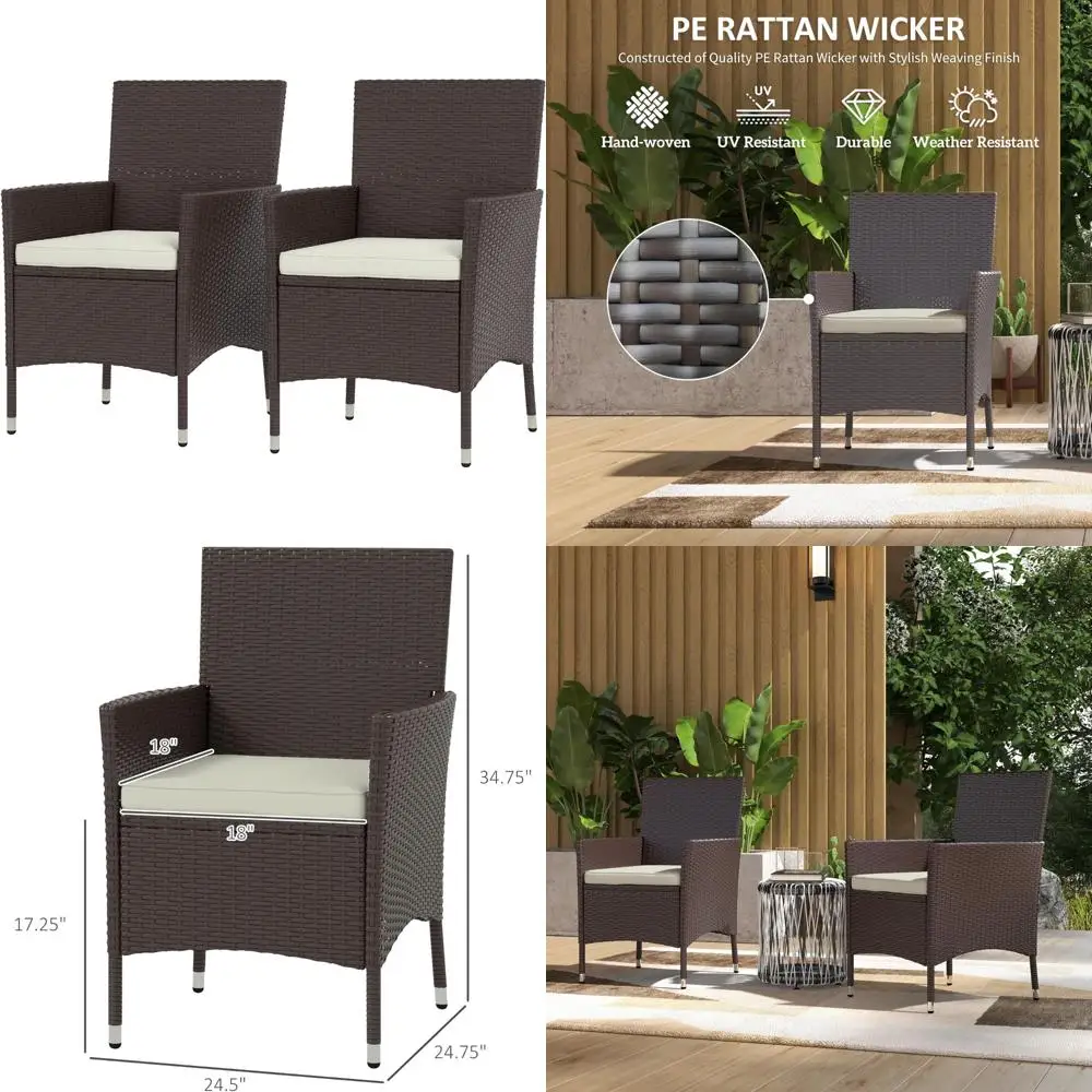 

Stackable Rattan Wicker Dining Chairs with Cushions and Anti-Slip Feet for Outdoor Patio, Garden Use