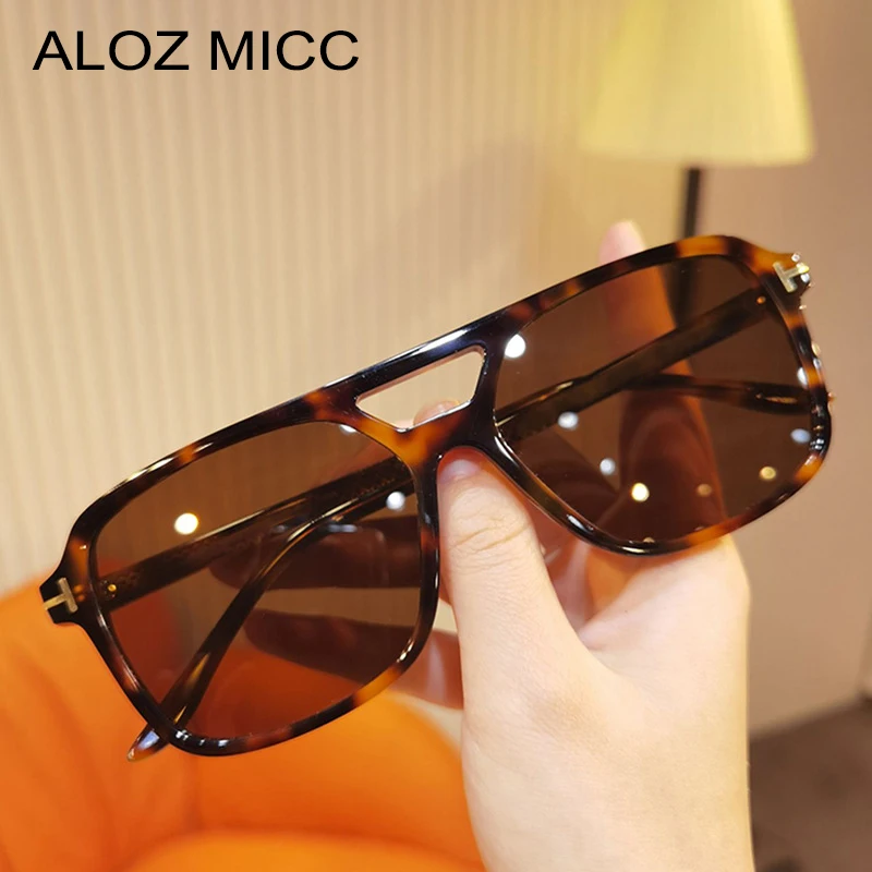 

Vintage Double Bridges Square Sunglasses Men Gradient Mirror Eyewear Shades UV400 Women Trending Blue Yellow Sun Glasses