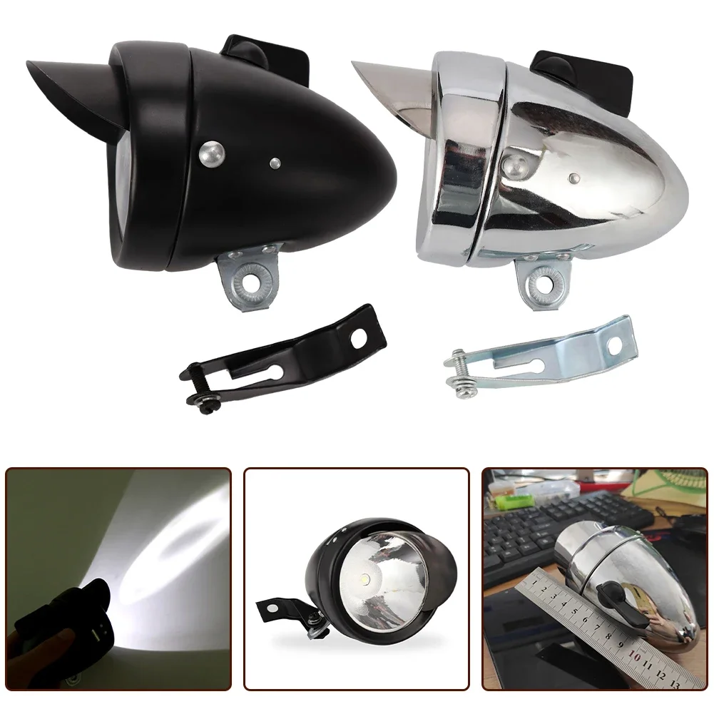 

1Pc Classical Chrome Vintage Bicycle Bike LED Light Headlight Front Retro Design Head Lamps Bike LED Light Night Riding Safety