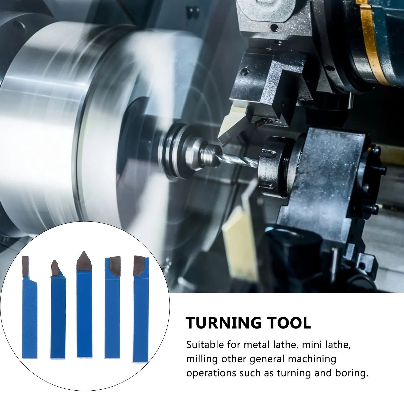

5pcs Tungsten Steel Lathe Cutter Kit Metal Turning Tools Brazing Tools Mini Lathe Milling Operations Efficient Work Fixed