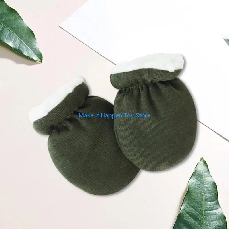 28EC 1 คู่เด็กถุงมืออุ่น Anti-grab Mittens Thicken ขนแกะถุงมือ Scratch PROOF Mittens สำหรับ 0-1 ปีชายหญิง