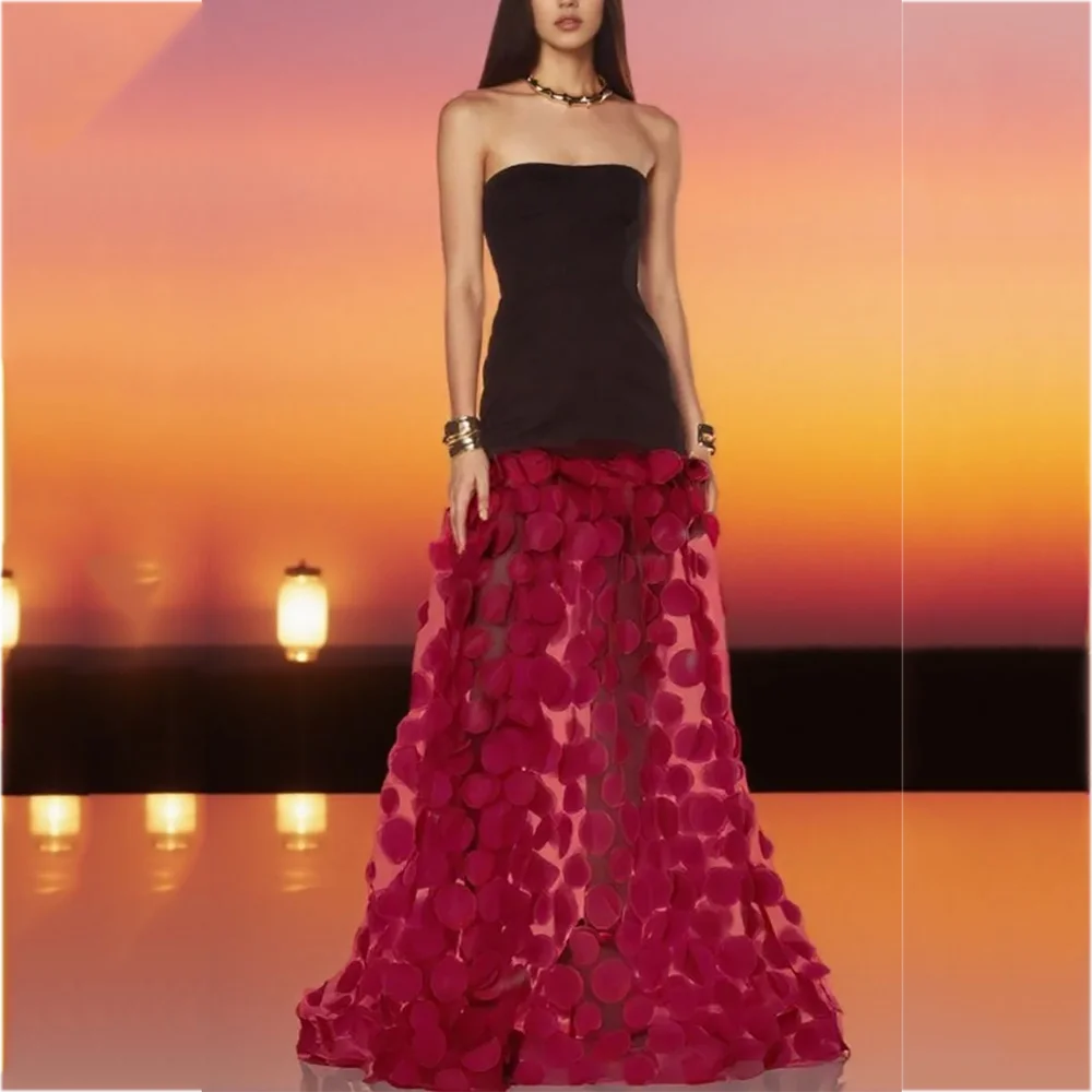 فستان سهرة نسائي رائع بدون حمالات على شكل حرف a طول الأرض مزين أنيق بدون أكمام فستان حفلات رسمي أنثى