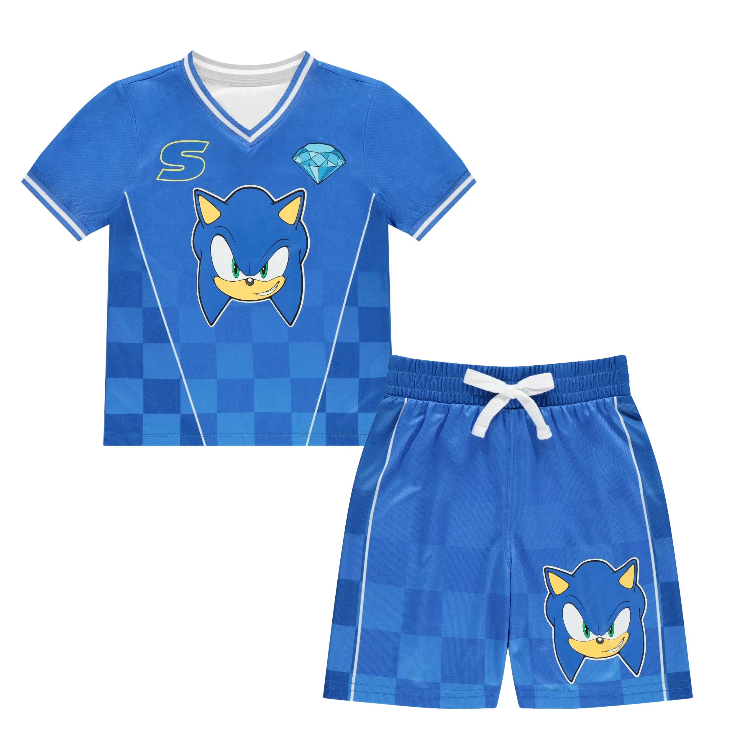 Hot Toys Sonic The Hedgehog-Conjunto de pijama con estampado de Anime para niños y niñas, camiseta y pantalones cortos de verano para la familia, 2 uds., ropa de dormir transpirable de secado rápido