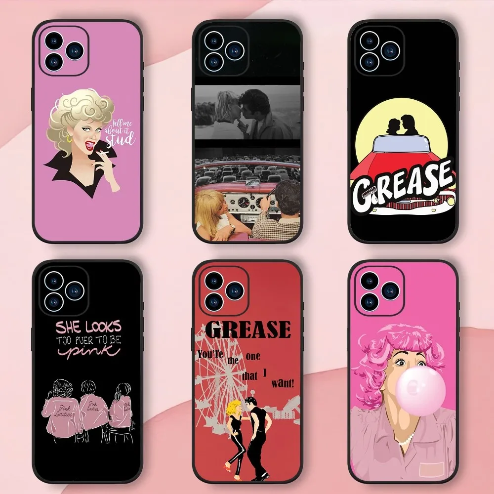 Grease movie Phone Case For iphone13 12 11 14 15 Pro Max XS Max XR X 14 15Plus Black Silicone Soft  Cover