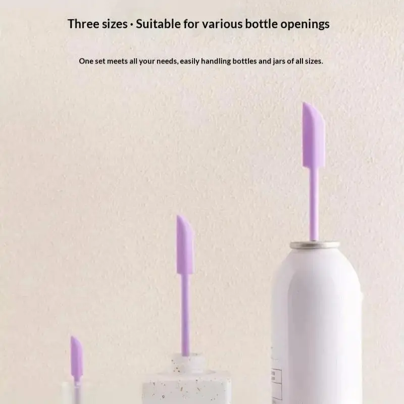 Conjunto de 3 peças: espátula de silicone para aplicar e remover o produto de embalagens de cosméticos, ideal para garantir que não fique nenhuma gota