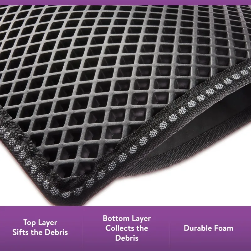 Life 2-Layer Sifting Cat Litter Mat, Black, 21.3" x 14"