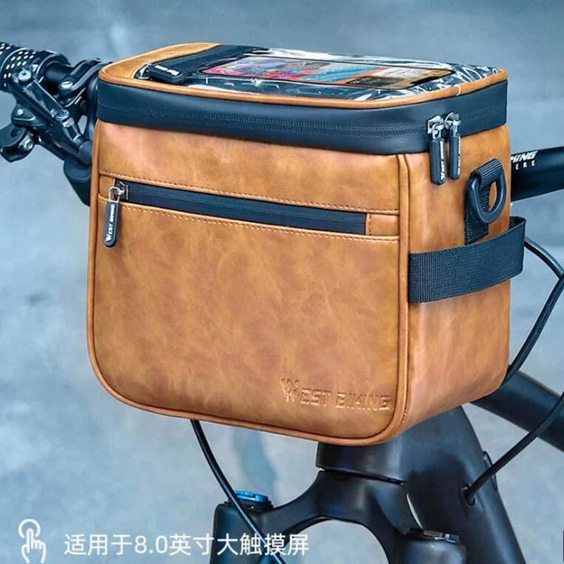 Bicycle Multi-functional Heat Preservation And Cold Handlebar Bag Faux Leather Phone Handlebar Bag Dragon Head Riding Bag G1042