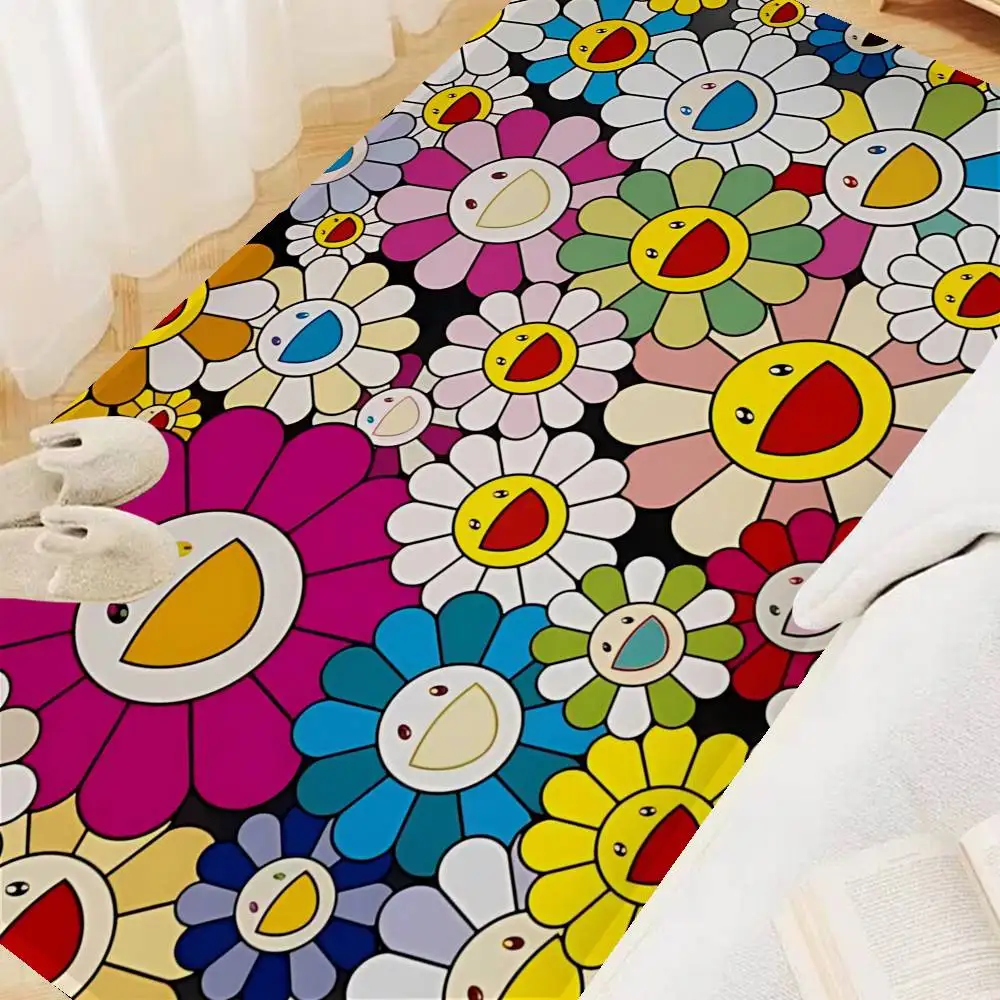 Art Flower M-Murakami T-Takashi Door Mat Washable Non-Slip Living Room Sofa Chairs Area Mat Kitchen Doormat Area Rug