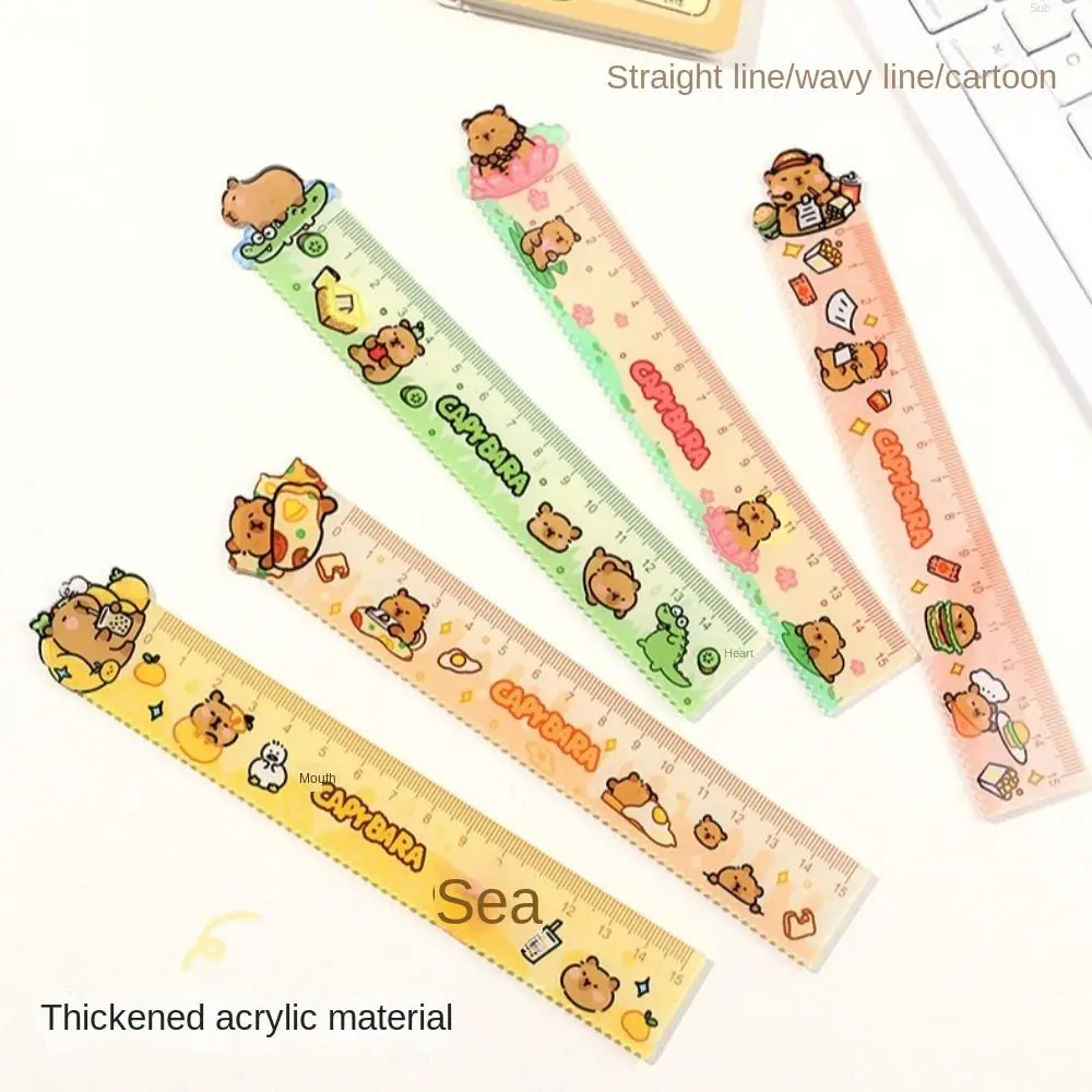Capybara Ruler Straight Ruler Measure Tool Can Draw Wavy Lines Students Geometry Maths Drawing Stationery School Office Supplies