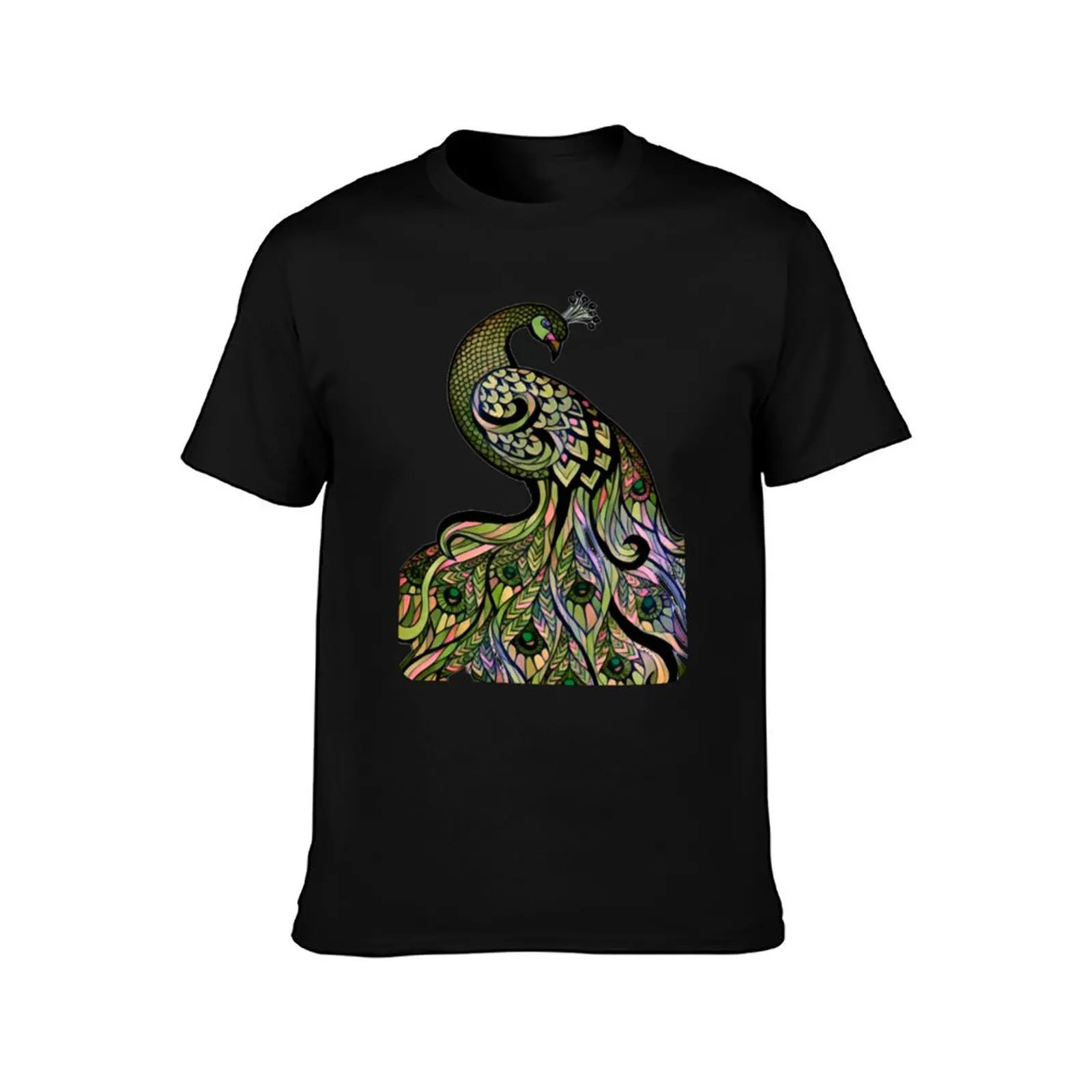 Elegant Green Peacock Art T-Shirt heavyweights oversizeds oversized t shirt men