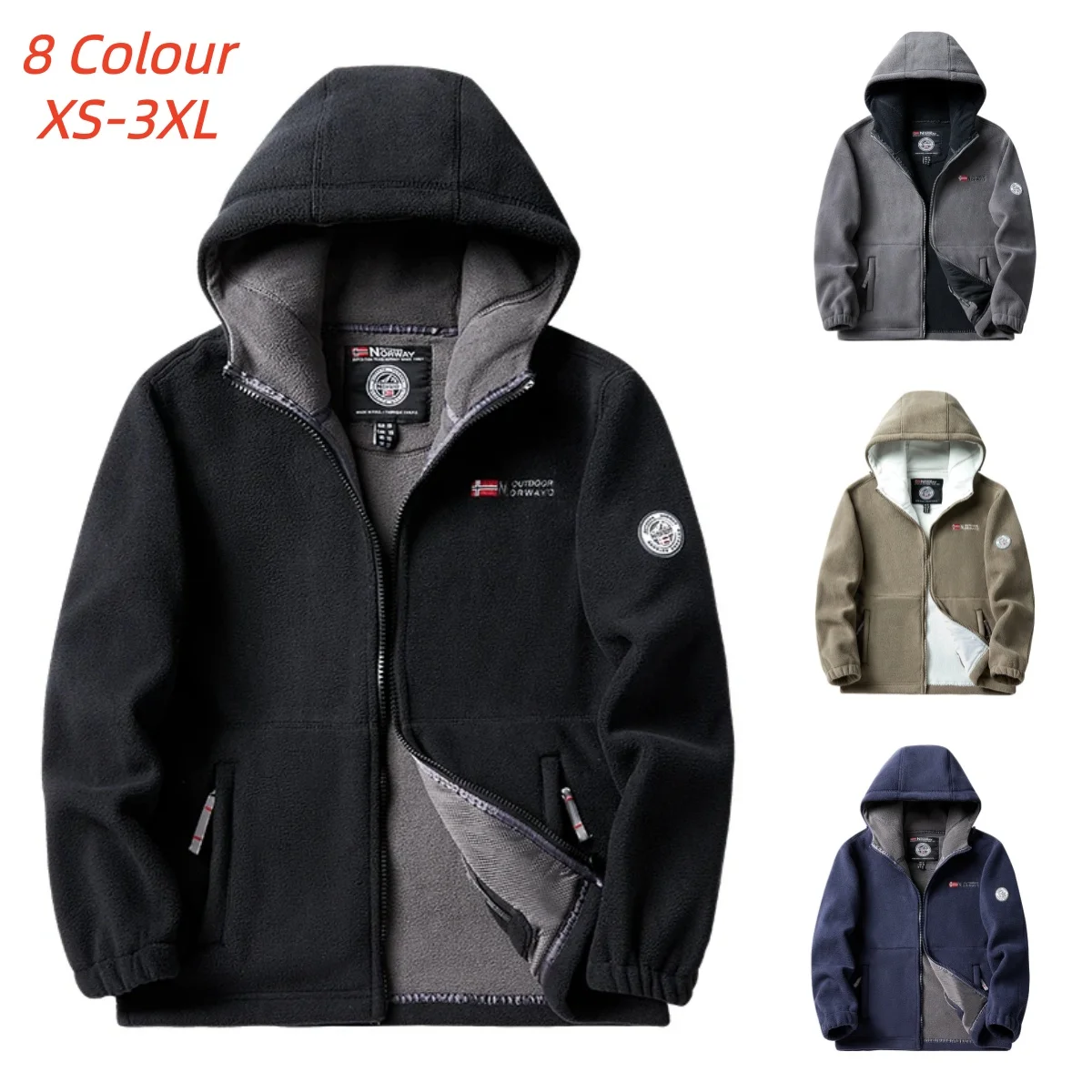 

2026 Brand Winter Fleece Jacket Men's Casual Thickened Wool Jacket high quality Design Warm Fashion Hooded Coat Outdoor Ski Suit