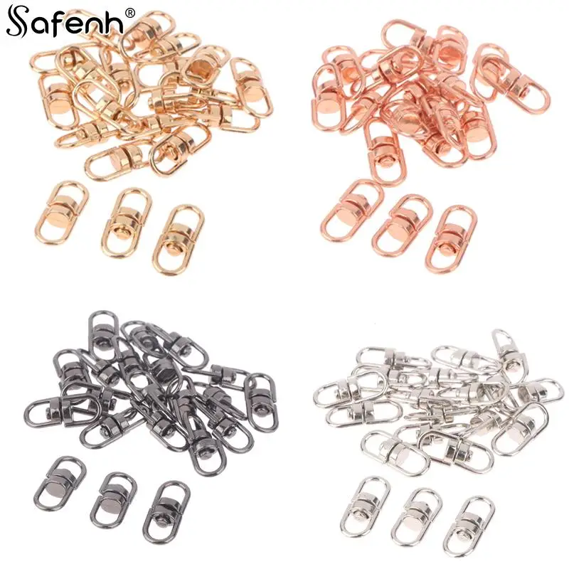 20pcs Zinc Alloy Rotate Buckle Key Rings 1.6cm Swivel Dog Buckle Holder Connectors Keyfob DIY Key Chains Pendants Accessories