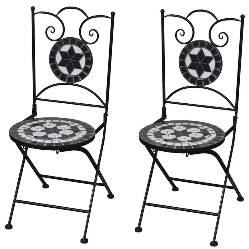 

Garden Chair Set of 2 Black and White