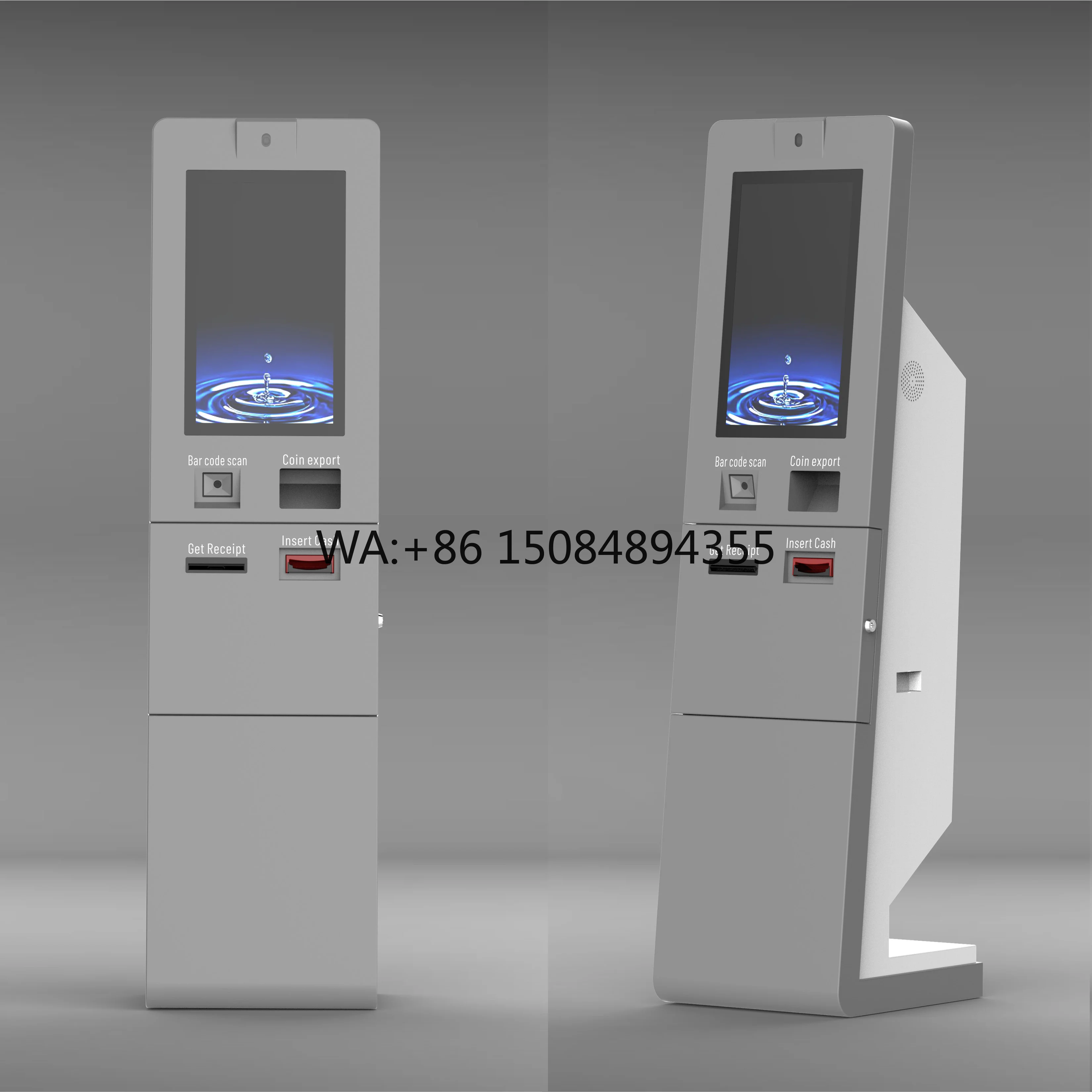 Windows/Android/Linux 21.5'' Parking Payment Machine with 80mm Printer QR Code Scanning ITL NV9 Cash Recycler Self-service Kiosk
