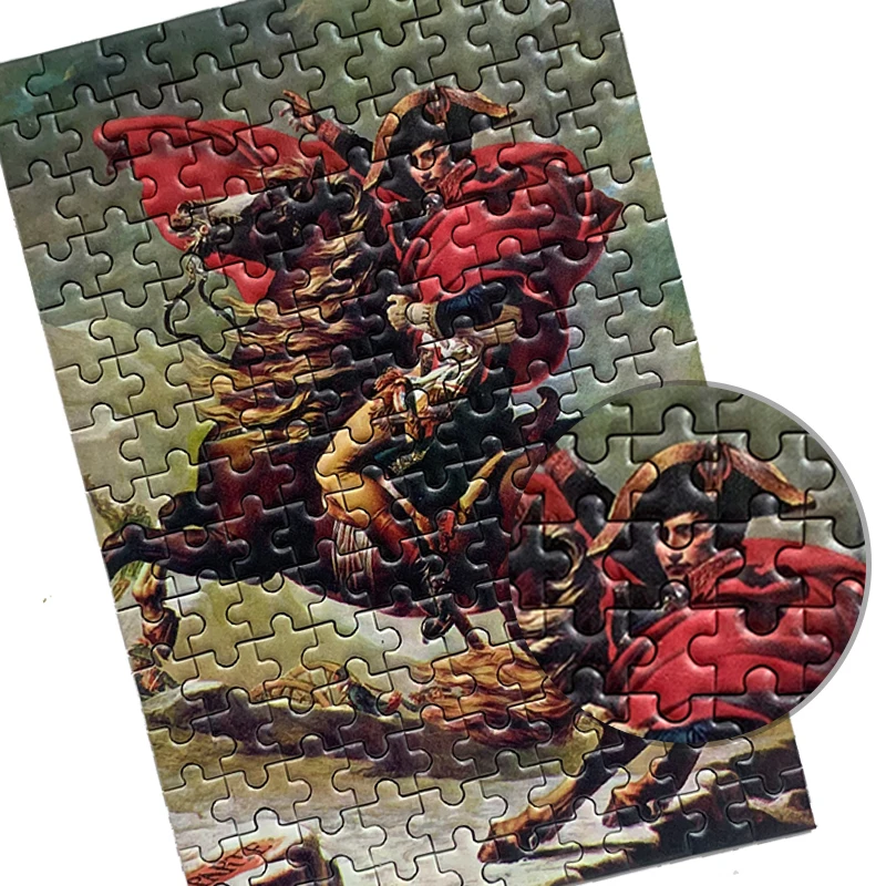 Mini 150-delige papieren puzzel Beroemde schilderpuzzel Familiespel Educatief speelgoed Mini blauwe kaartpuzzels met fotolijst