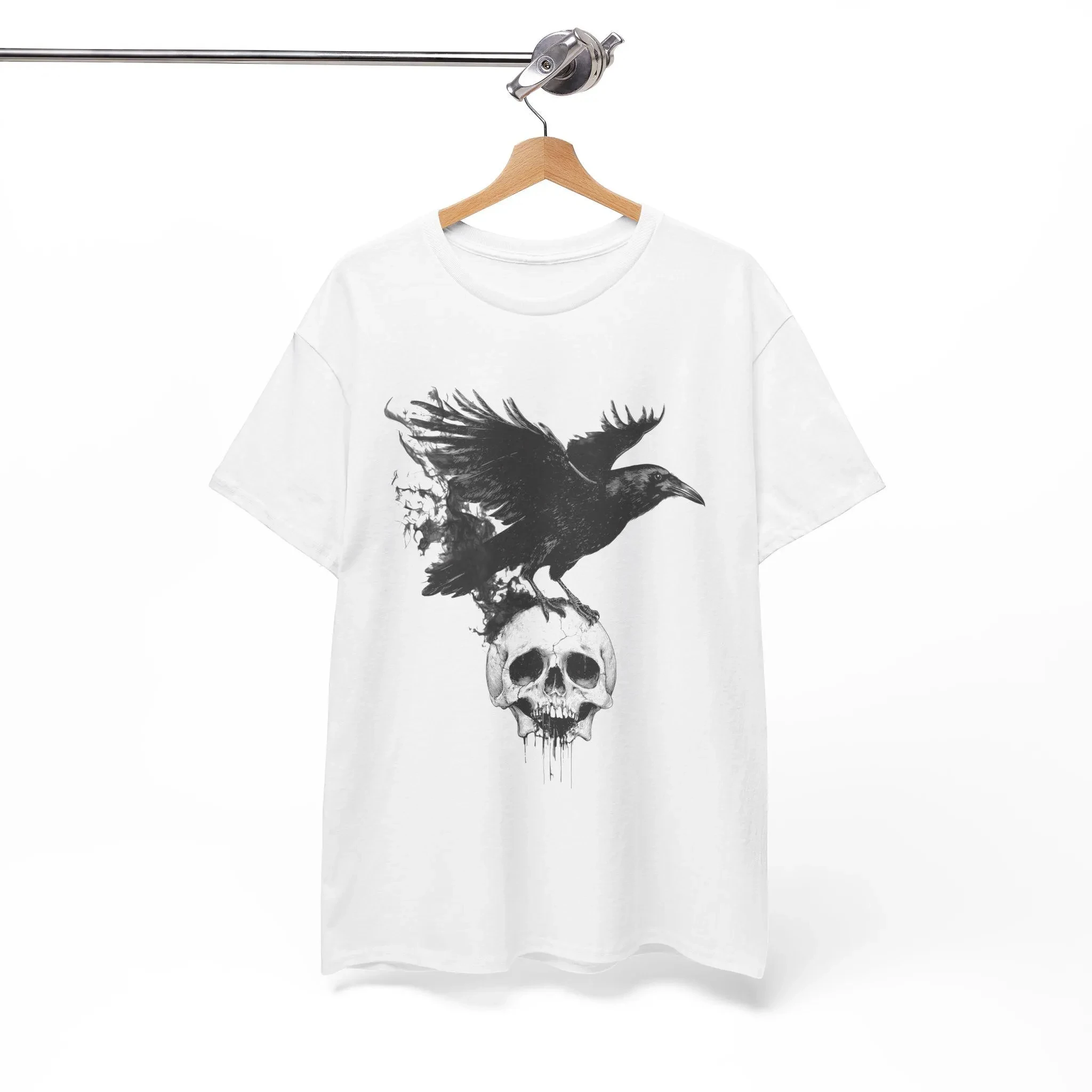 Raven and Skull Shirt Gothic Crow Graphic Tee, Edgar Allan Poe Dark Academia Bird Art, Macabre Alt Tee Vintage Goth Aesthetic