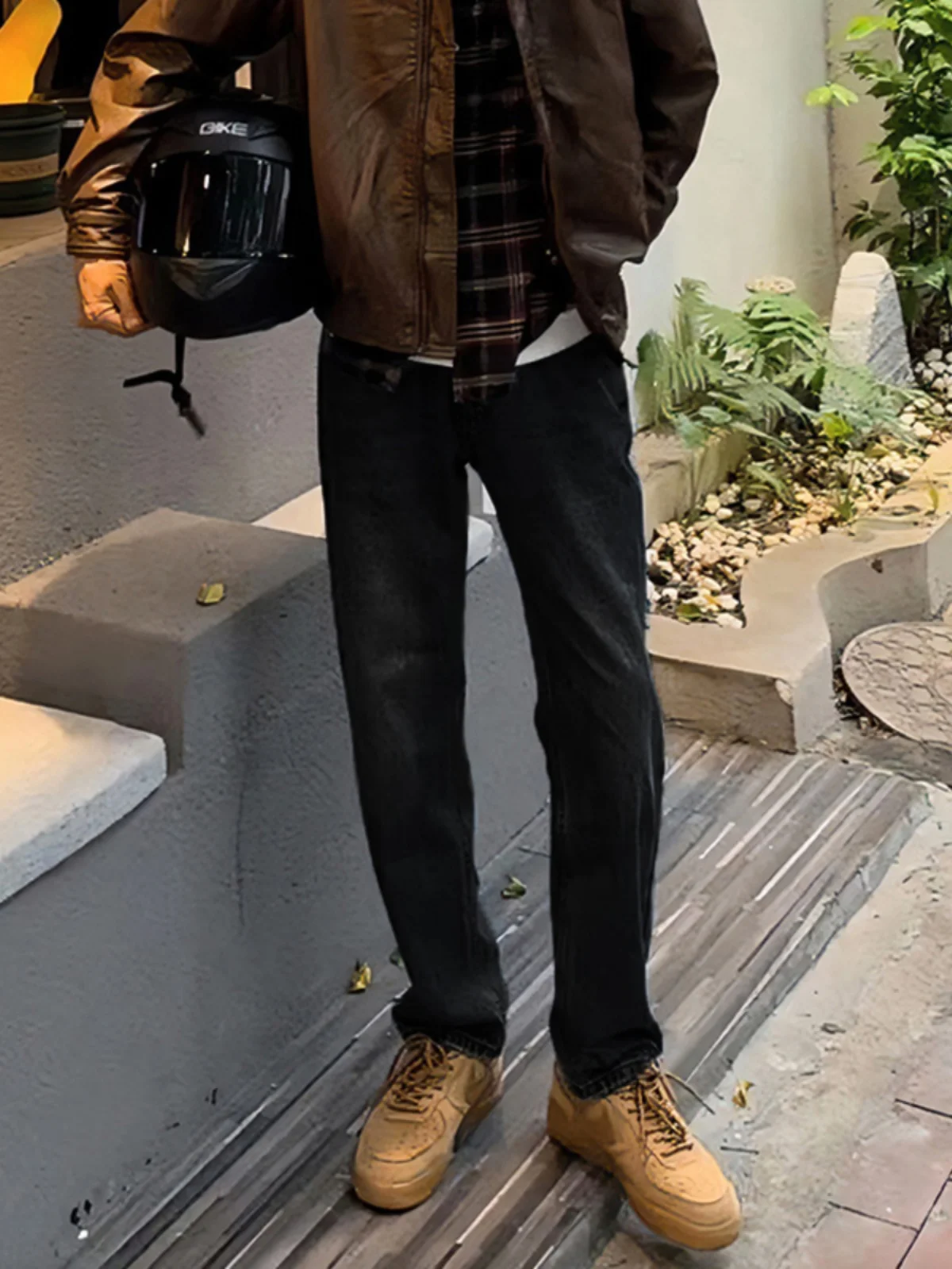 

Bla Fce Lined Denim Jeans Men's Autumn Winter Sle Warm Straight Leg Trousers Trendy Streetwear Boot Friendly Cotton Po...