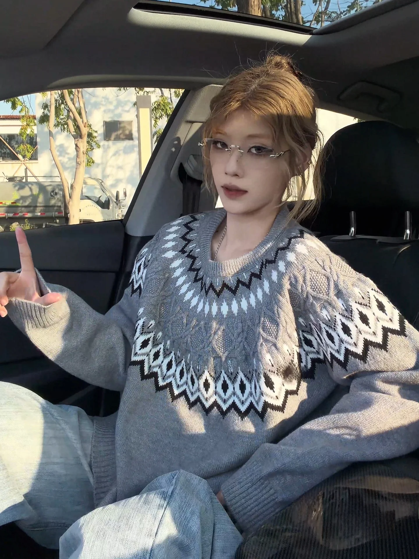 

Американский ретро-свитер Fair Isle для мужчин, осенне-зимний, с круглым вырезом, в стиле кэжуал, премиум-класса, вязаное пальто для пар