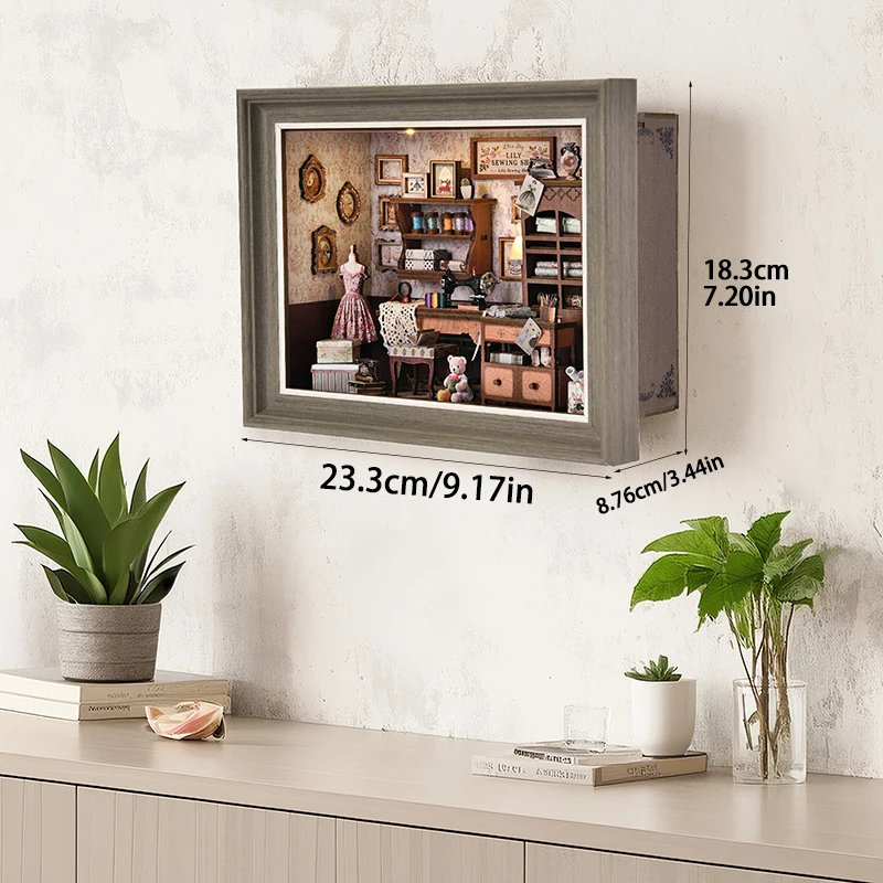 Bücherregal-Deko-Set Kamin DIY 3D Holzpuzzle Fotorahmen Ornament Bücherregal Puppenhaus Modell Buchstütze Bausatz Heimdekoration – Detail 14