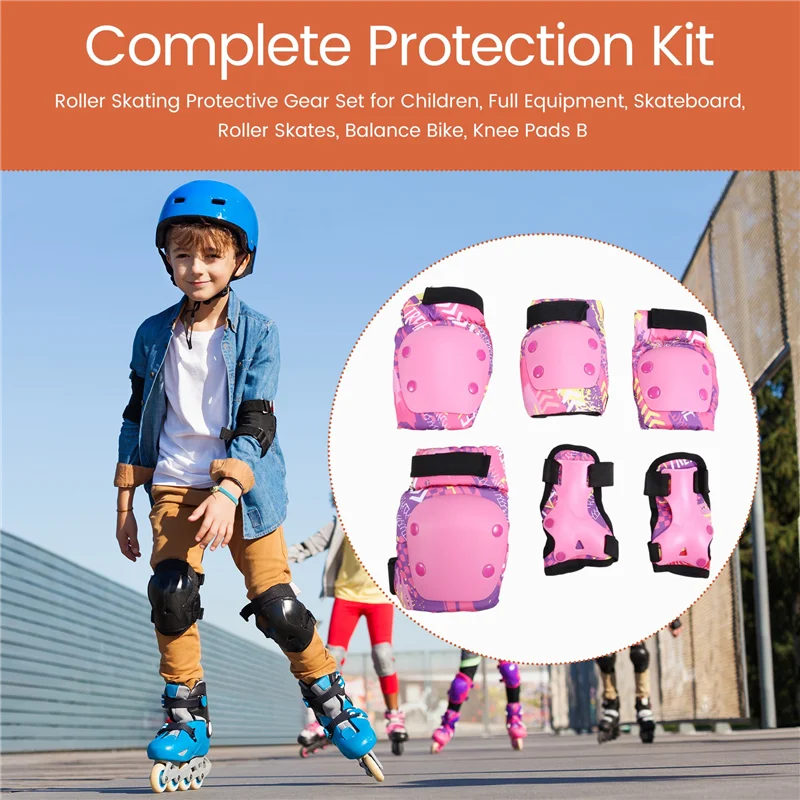 

A64T-Roller Skating Protective Gear Set For Children, Full Equipment, Skateboard, Roller Skates, Balance Bike, Knee Pads