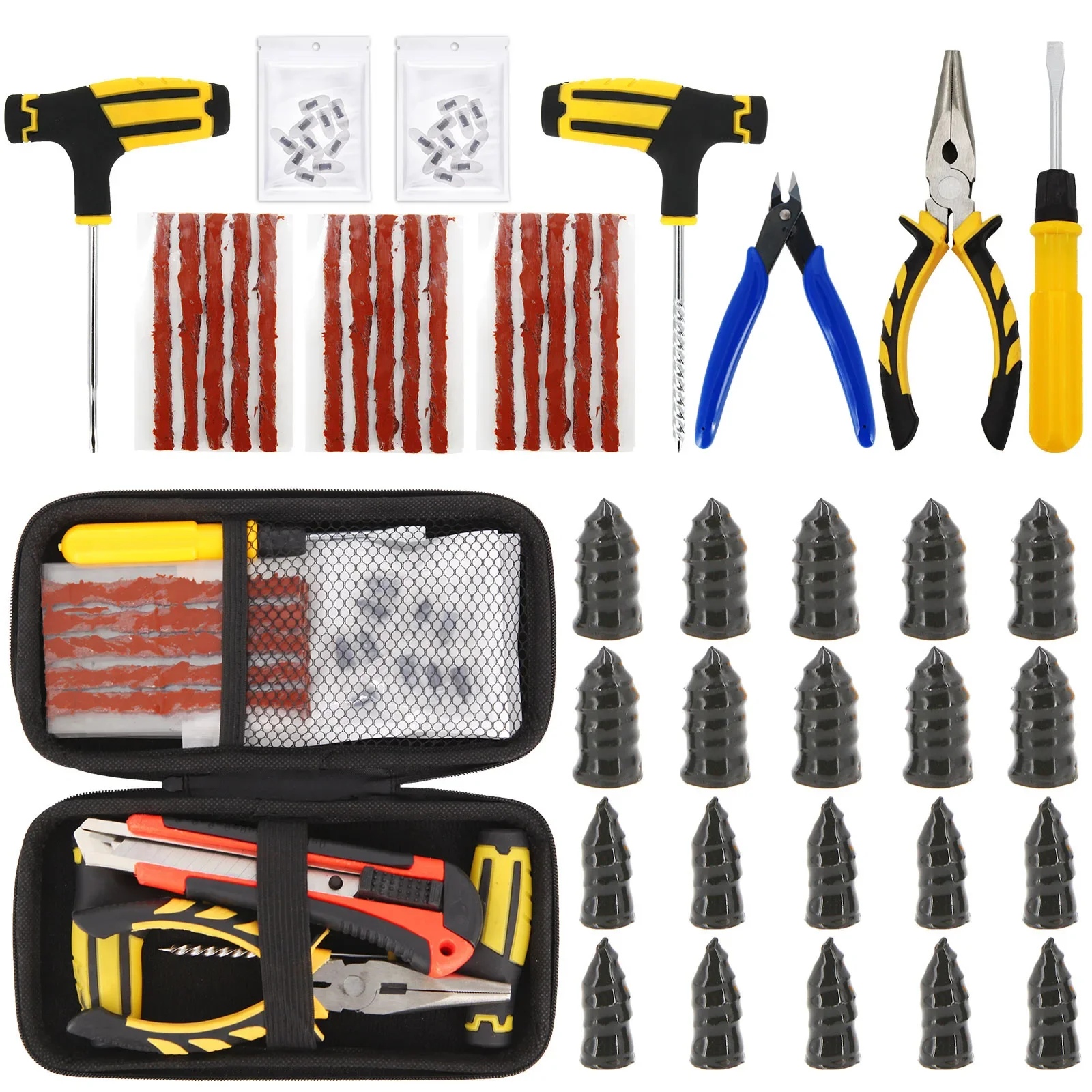 

Car Tire Repair Tool Kit Auto Bike Vacuum Tyre Nail Set Motorcycle Scooter Rubber Film Nail Tubeless Studding Puncture Plug