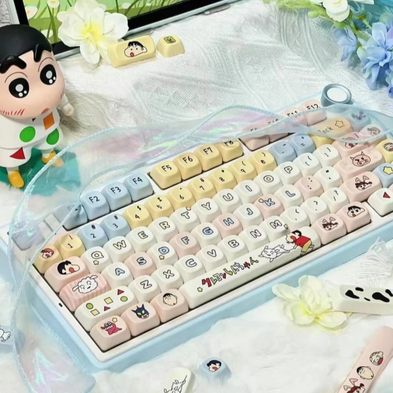 

Crayon Shinchan тематические колпачки клавиш 128 клавиши Moa Cherry профиль Pbt Горячая Сублимация механическая клавиатура анимация периферийная клавиатура